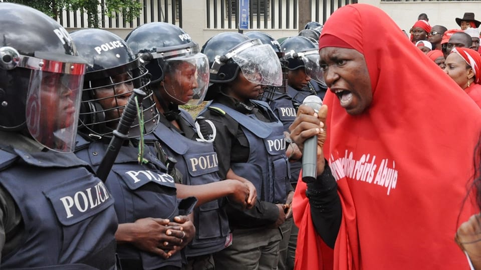 Protest von Angehörigen 2014 in Abuja.