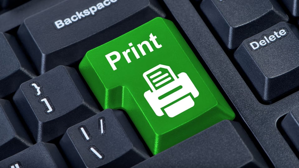 Tastatur mit grosser grüner Taste, beschriftet mit Print.