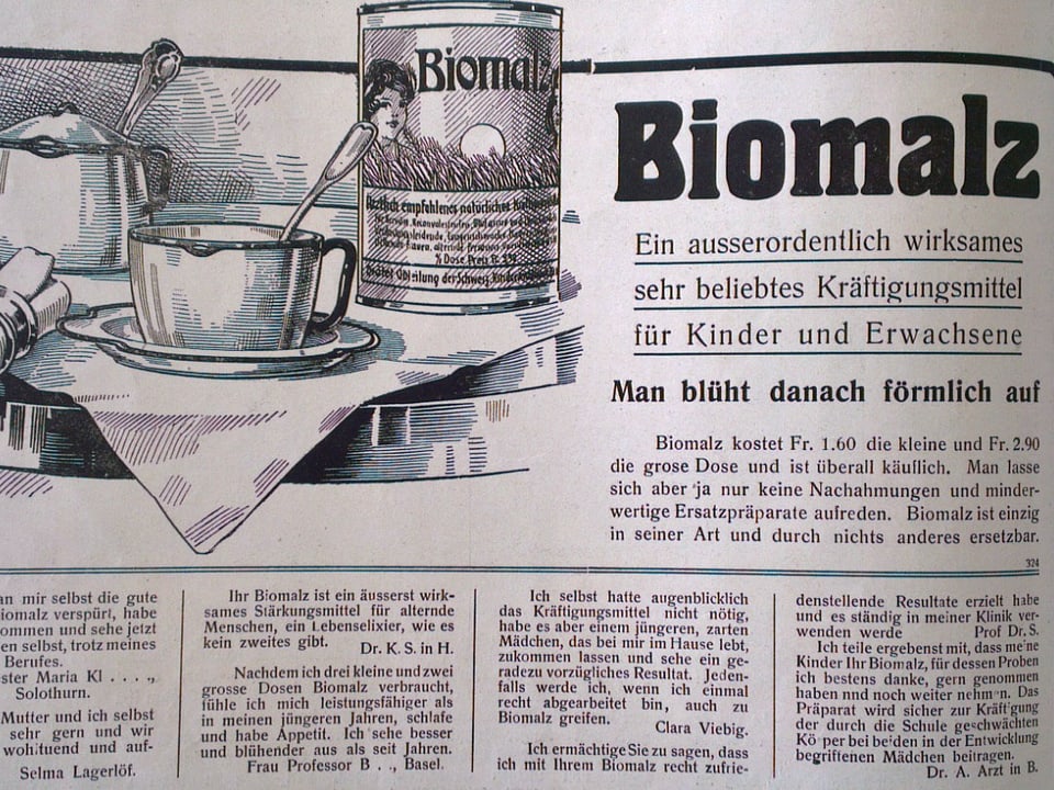 Biomalz-Werbung aus Schweizer Illustrierten von 1914