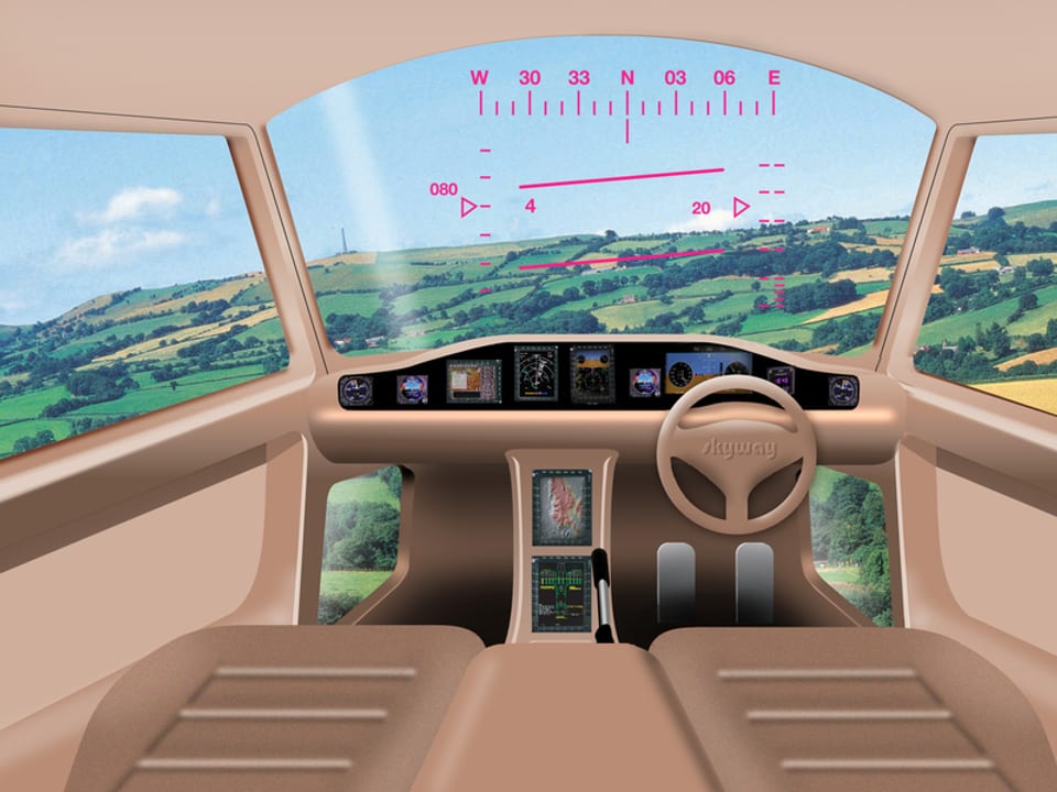 Computersimulation eines Cockpits.