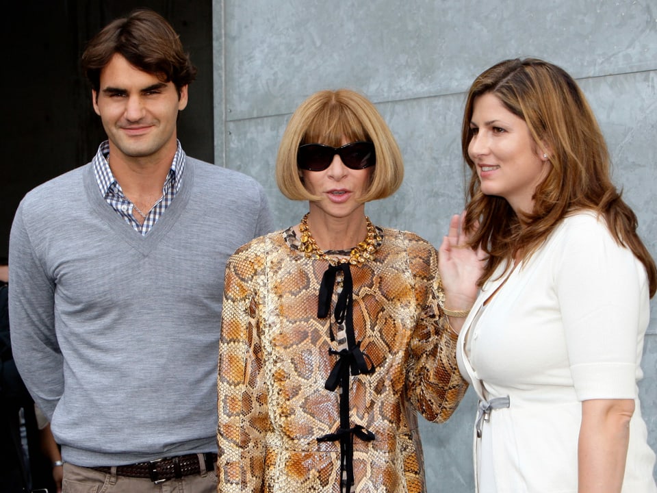 Anna Wintour mit Mirka und Roger Federer.