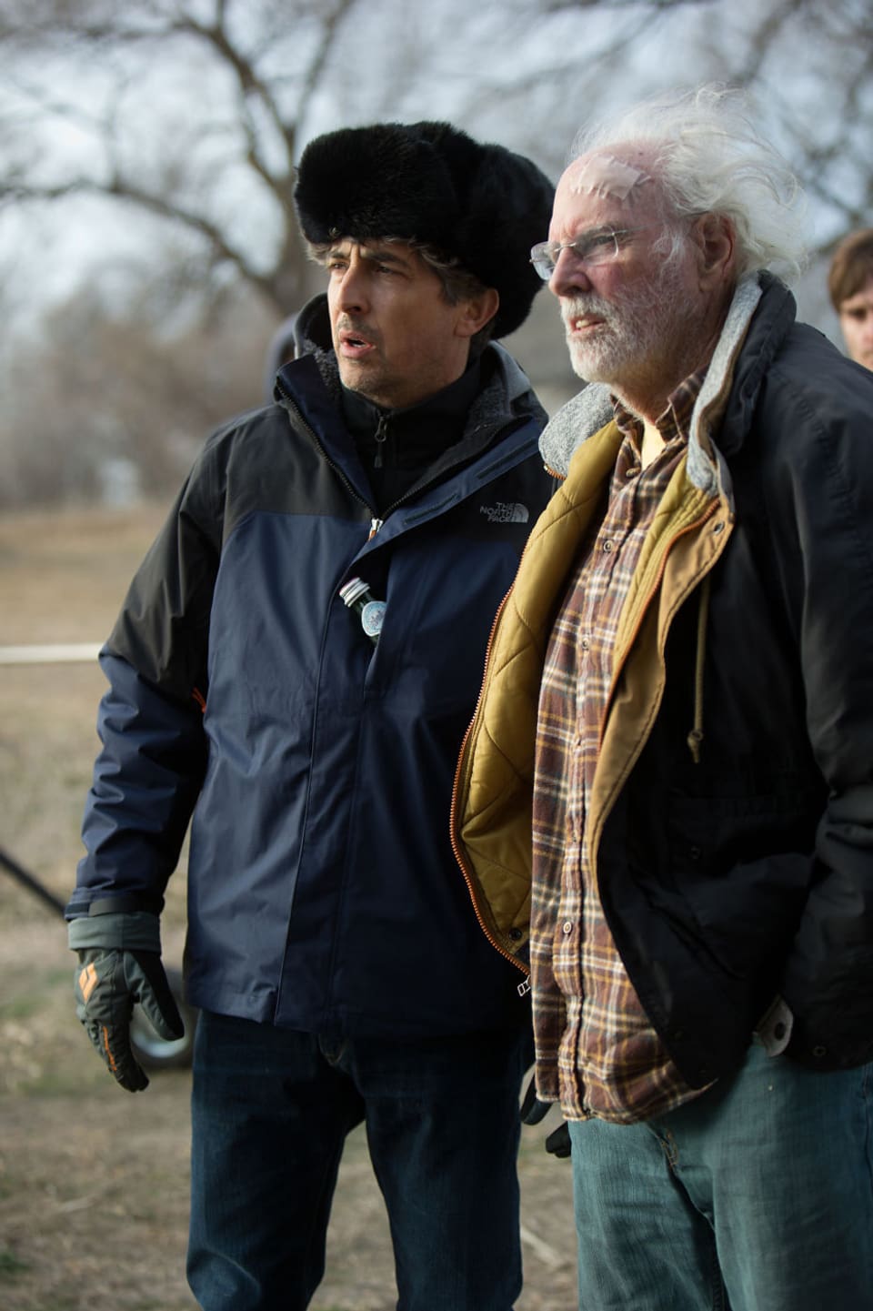Regisseur Alexander Payne (links), neben Bruce Dern auf dem Filmset.