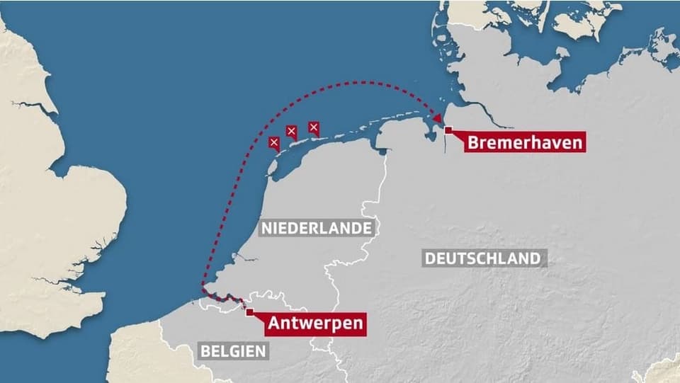 Die «MSC Zoe» war in Antwerpen mit dem Ziel Bremerhaven gestartet. 