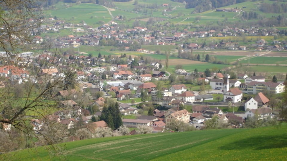 Blick über die ländliche Gemeinde Gontenschwil