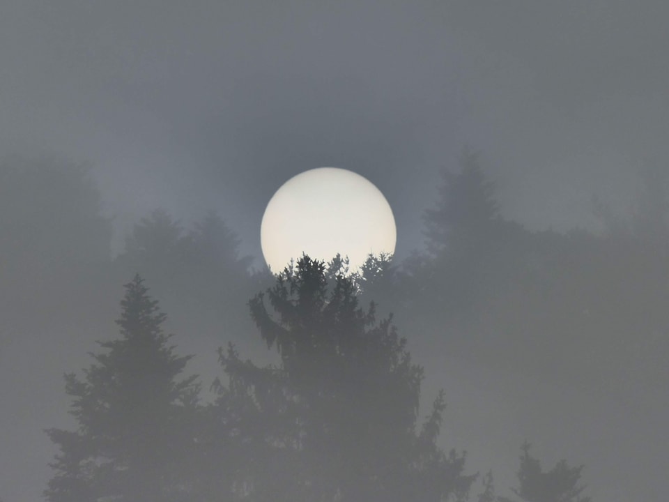 Sonne hinter Nebel