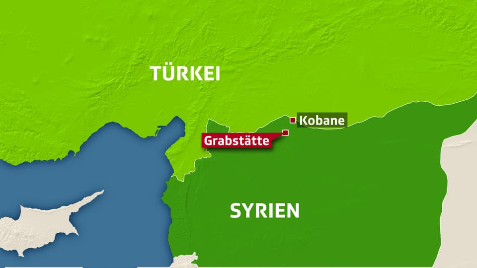 Karte von Grenze zwischen Türkei und Syrien
