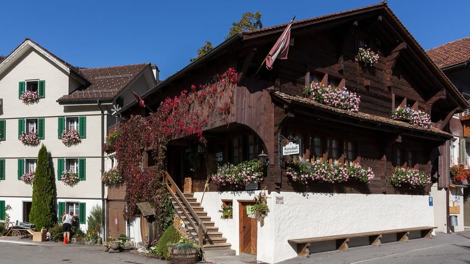 Die Wirschaft «Sigristenhaus» im Dorfzentrum von Illgau.