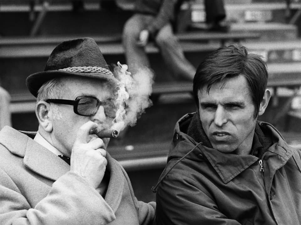 Zigarren- und Sportliebhaber: Edi Nägeli 1977 zusammen mit dem damaligen FCZ-Trainer Timo Konietzka.