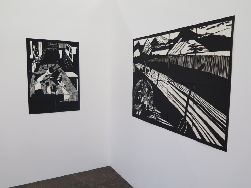 Zwei schwarz-weiss Bilder in der Kunsthalle