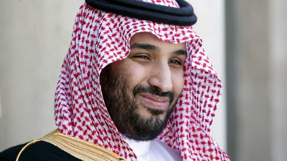 Arabischer Mann mit Bart und Kufiya (Kopftuch).