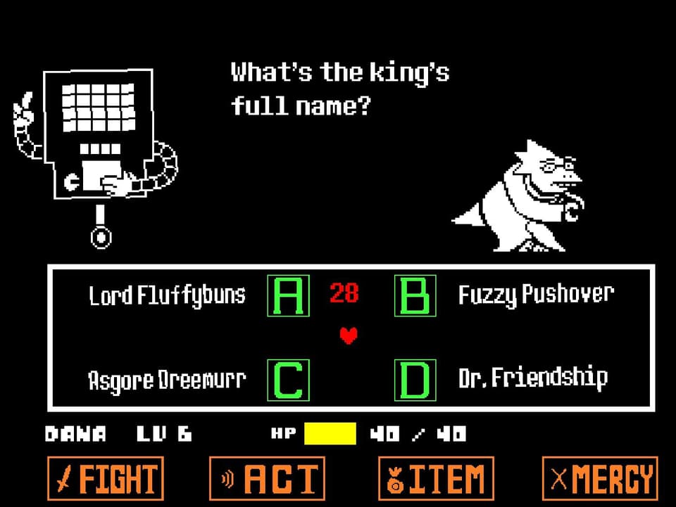 Quiz-Show mit einem Killerroboter! Was ist der komplette Name des Untergrundkönigs?