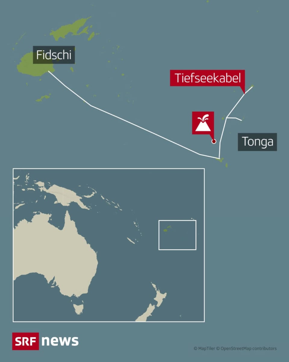 Tiefseekabel zwischen Tonga und Fidschi.