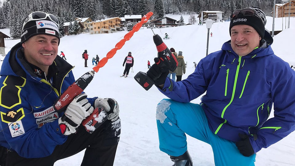 Stangenbohren mit Swiss-Ski-Trainer Jörg Roten