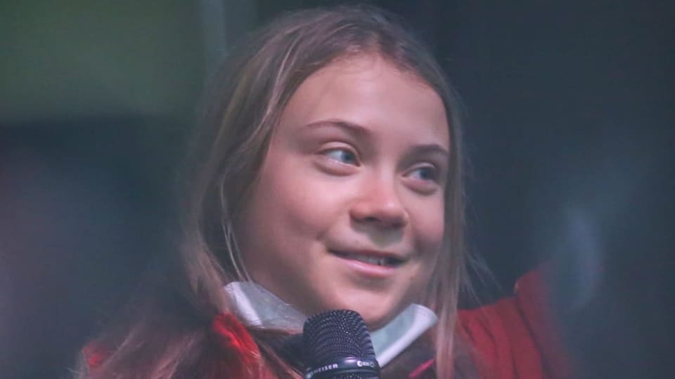 Gesicht einer jungen Frau mit langen Haaren und einem Mikrofon in der Hand