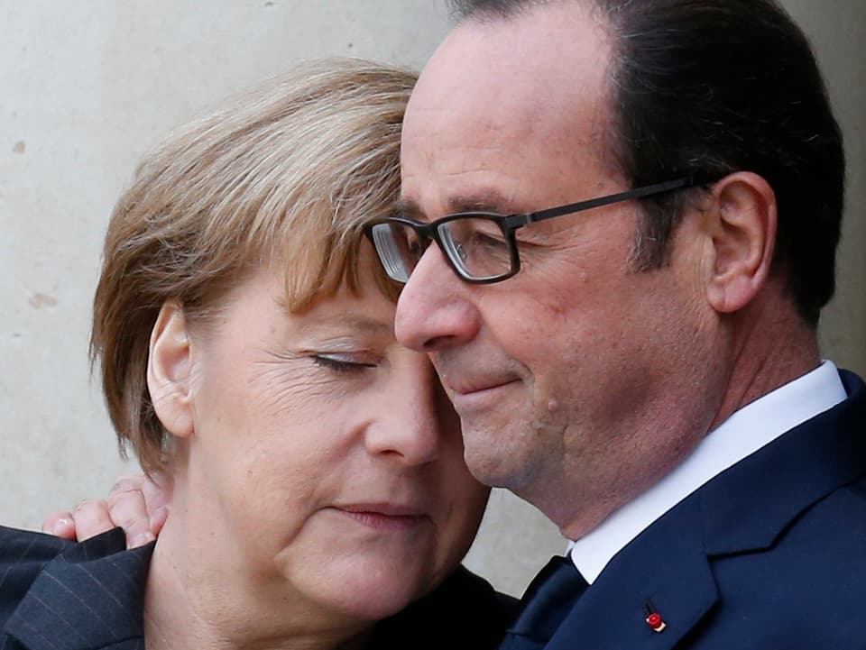 Die deutsche Bundeskanzlerin und der französische Staatspräsident François Hollande