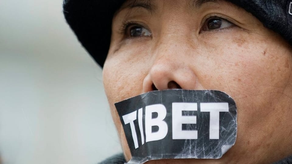 Demonstrantin pro Tibet in Bern.
