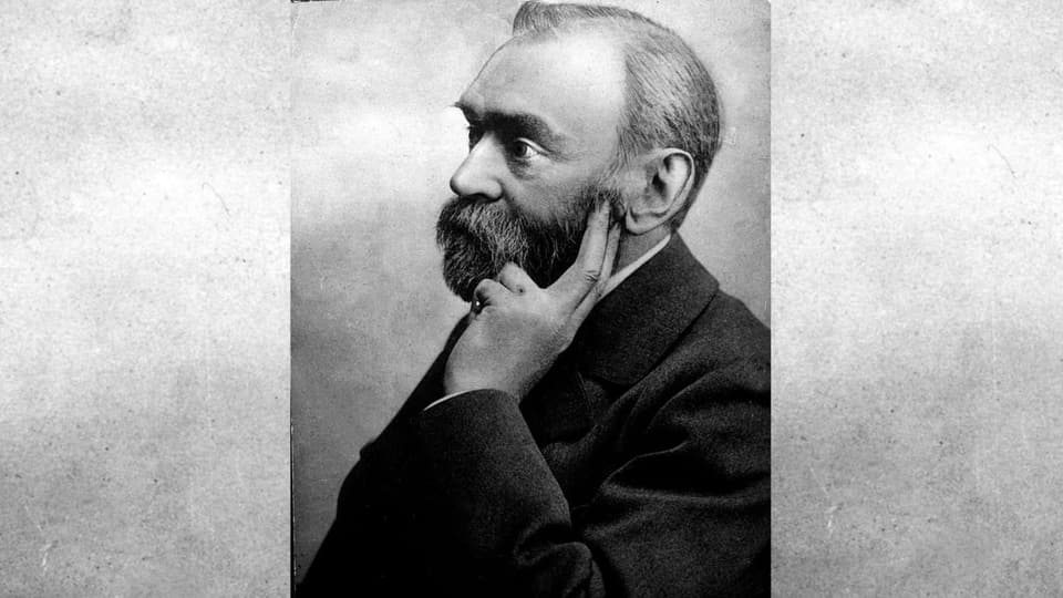 Auf dem Bild ist Alfred Nobel zu sehen.