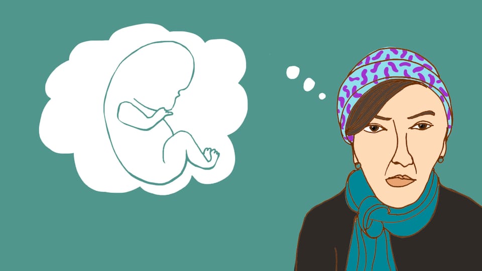 Eine Jüdin macht sich Gedanken über Schwangerschaft.