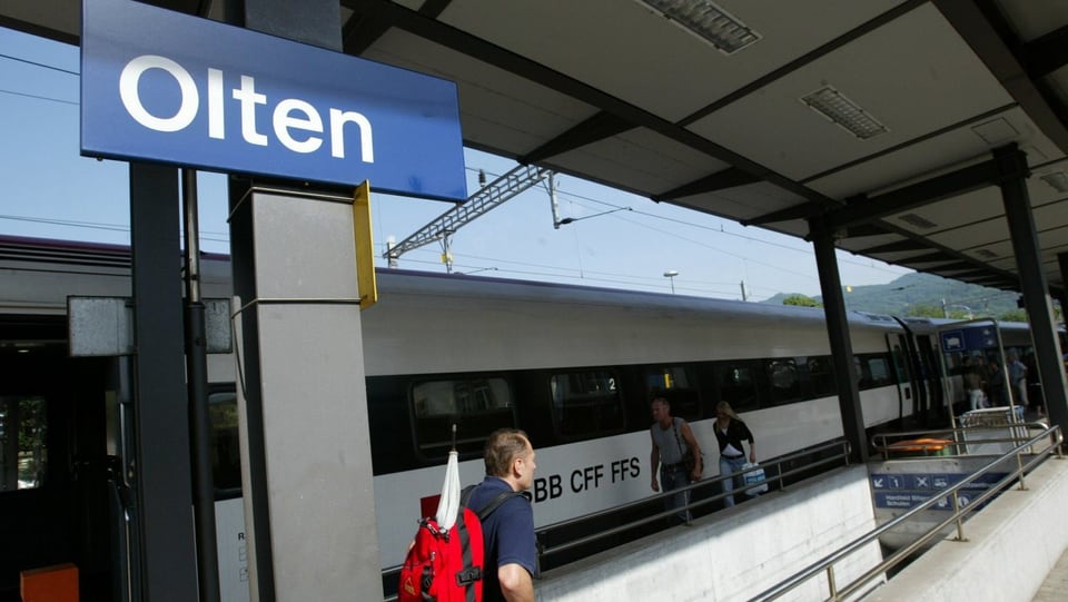Ein Gleis im Bahnhof Olten