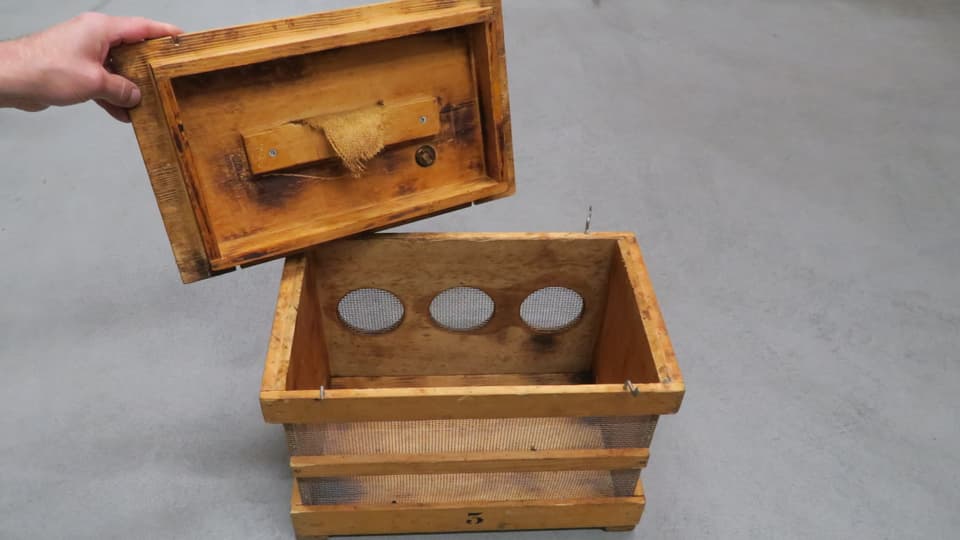Bild einer Kiste, die die Berufsfeuer zum Einfangen der Bienenschwärme braucht.