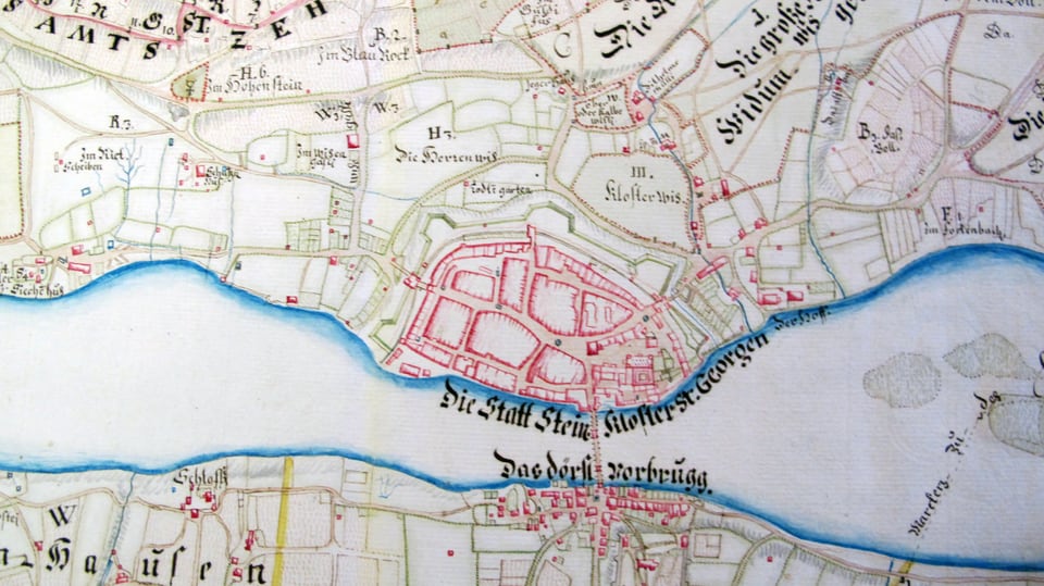 Historischer Grundbuchplan von Stein am Rhein mit Flurnamen