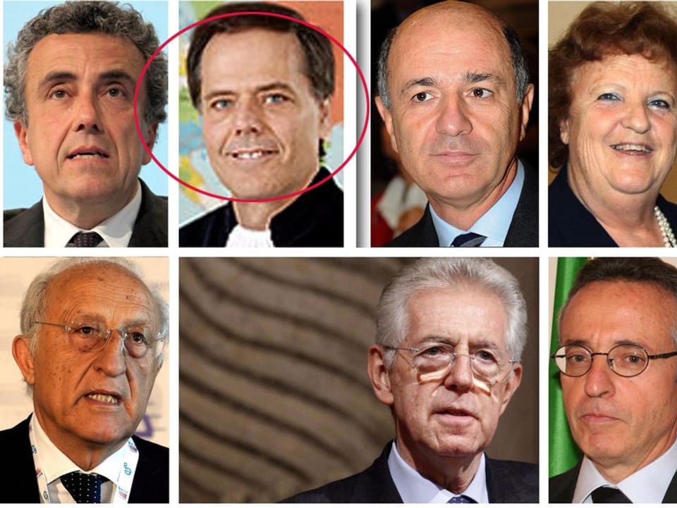Mitglieder von Mario Montis ehemaliger Technokraten-Regierung, darunter Enzo 