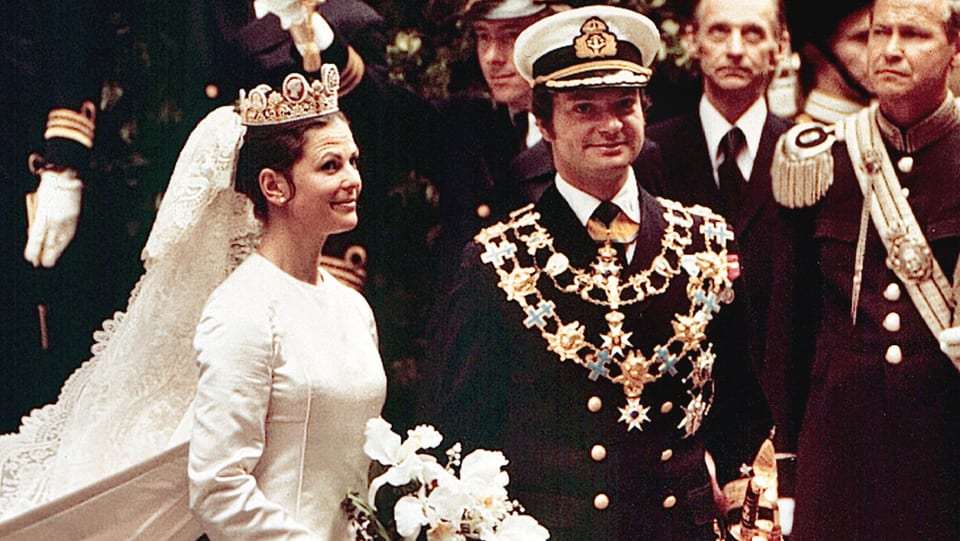 Silvia und König Carl Gustaf von Schweden bei ihrer Hochzeit.