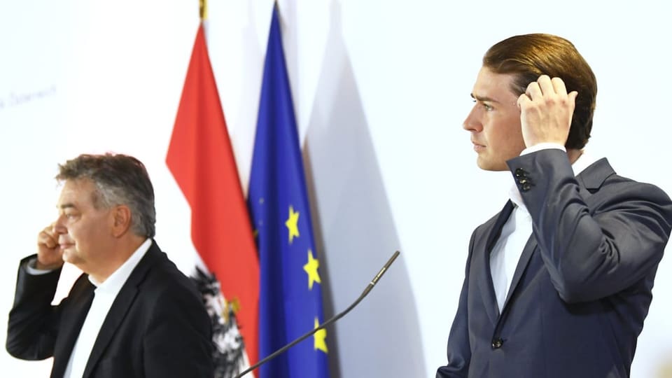 Kurz und Kogler an einer Medienkonferenz im Juli