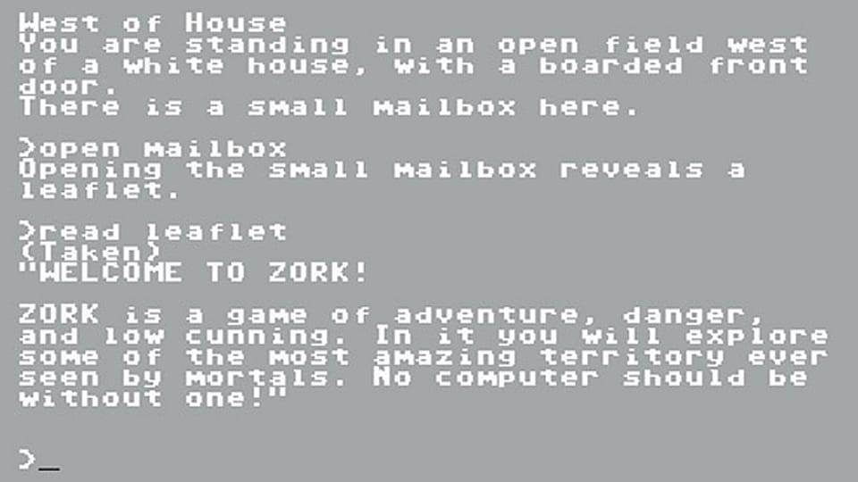 Ein Bildschirmfoto des Commodore-64-Games «Zork»