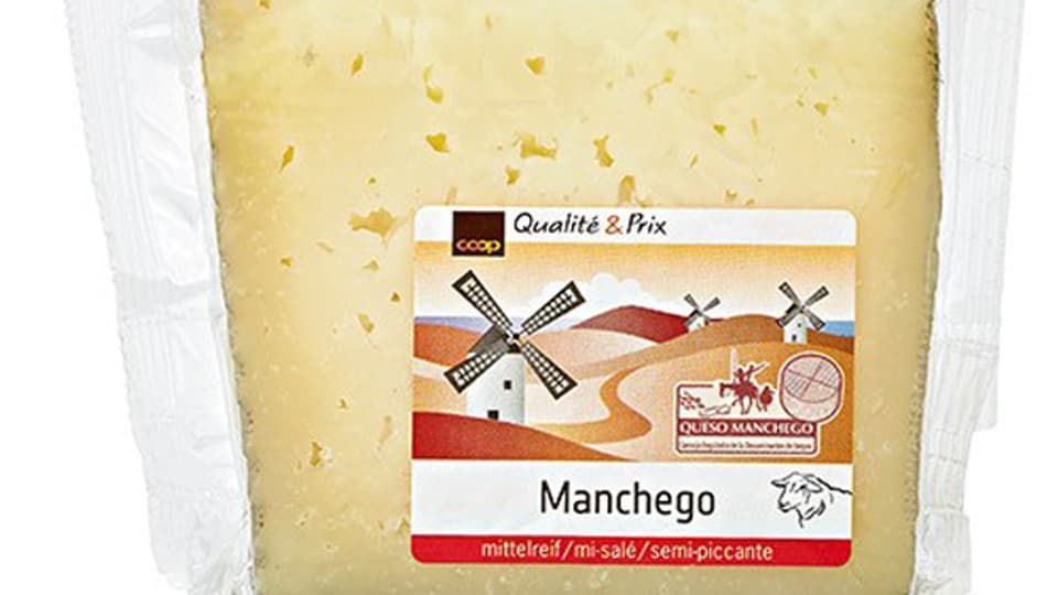 Aufnahme einer Manchego-Käseverpackung.