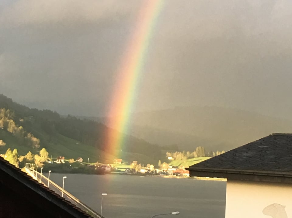 Regenbogen über dem See bei Einsiedeln