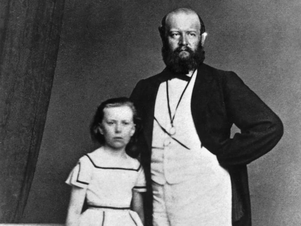 Alfred Escher mit Tochter Lydia um 1865