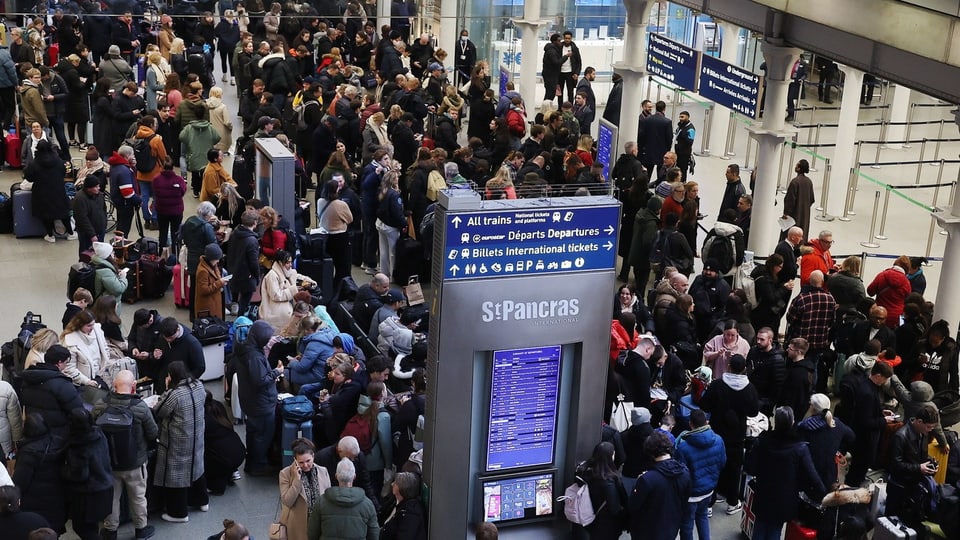 Passengers stranded at St Pancras station in London