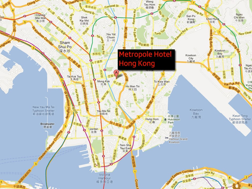 Kartenausschnitt von Hong Kong