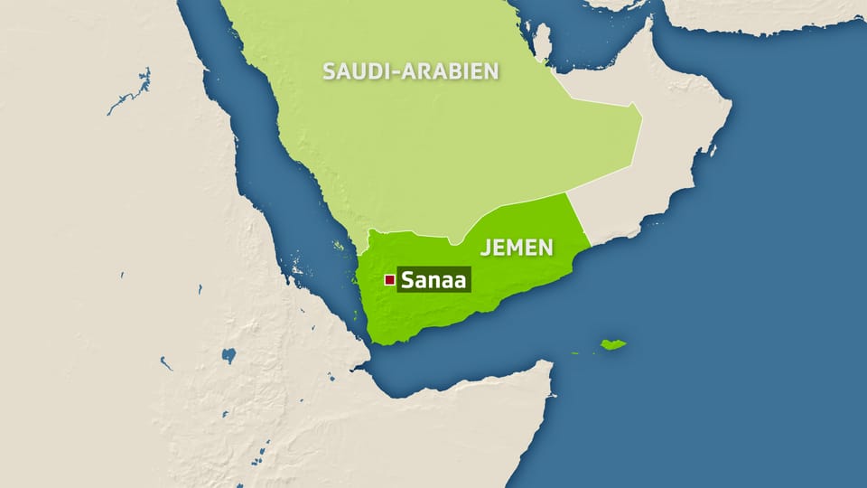 Kartenausschnitt, der das Staatsgebiet des Jemens zeigt.