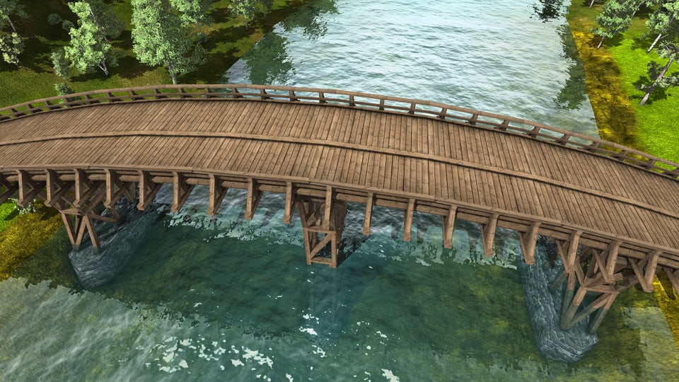 Eine Brücke über einen Fluss.