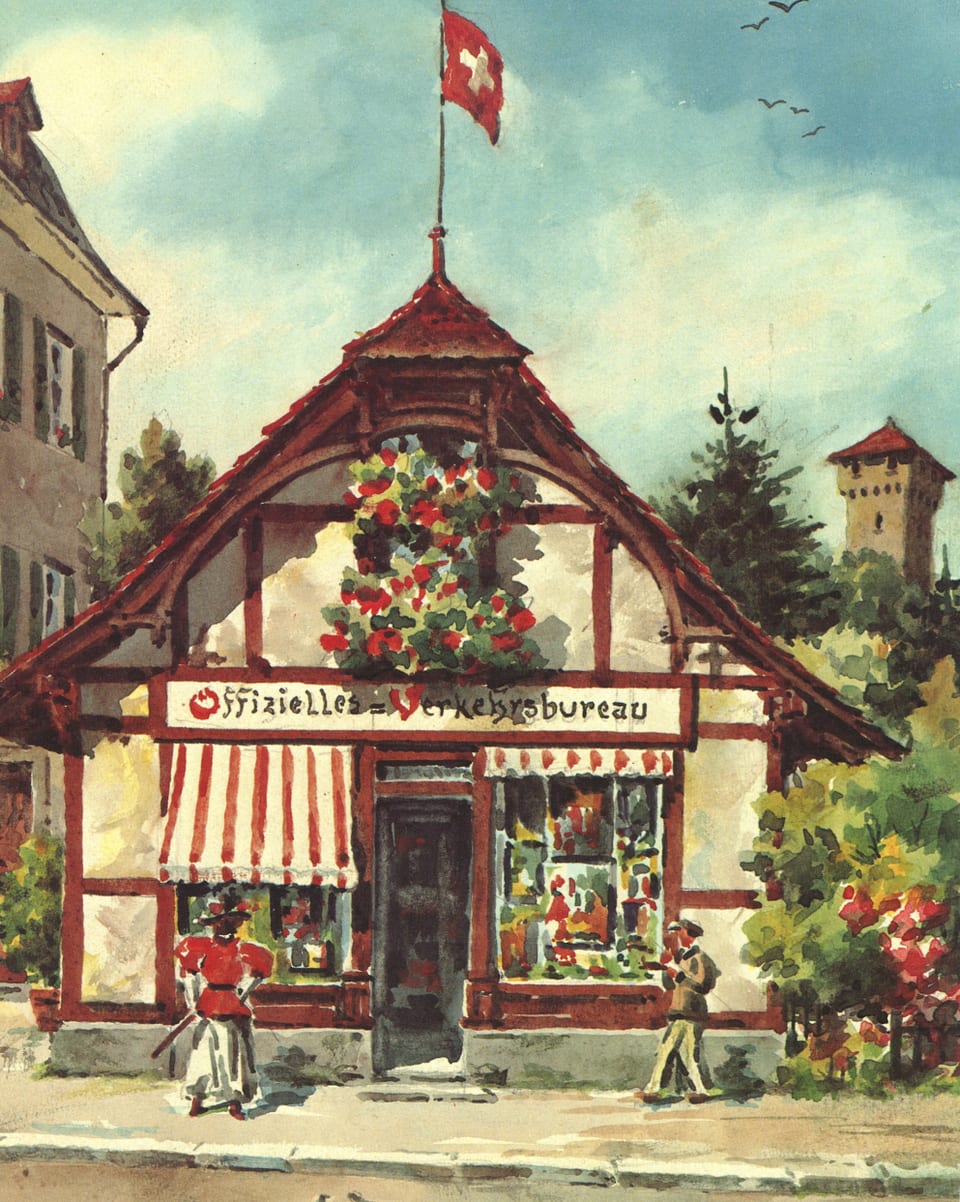 Bild von 1895 des ersten Tourismusbüros der Stadt Luzern.