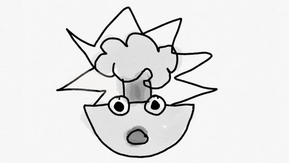 KA-BOOM Grafik eines Emojis, dem der Kopf explodiert.