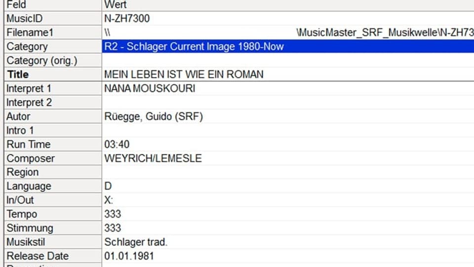 Wird ein neuer Titel in die Datenbank aufgenommen, sind diverse Informationen einzugeben: Titel, Interpret, Spieldauer, Komponist ...