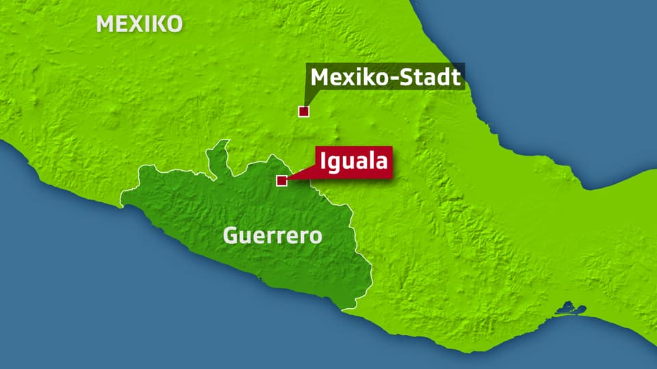 Kartenausschnitt von Mexiko.