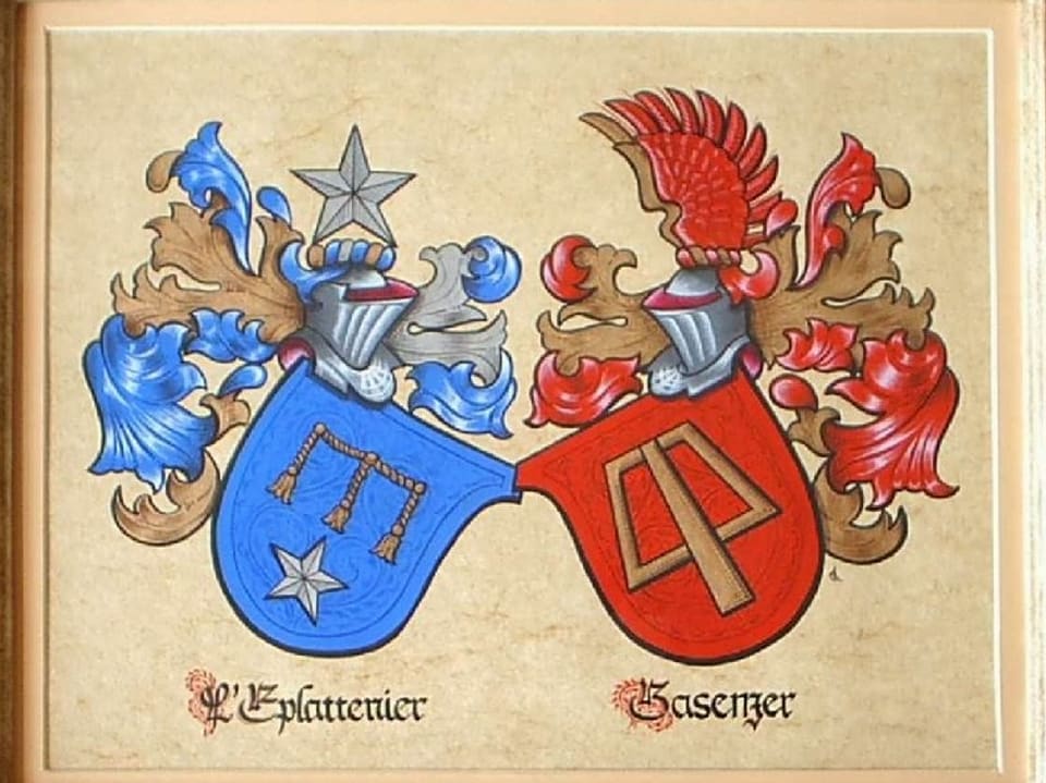 Wappen auf Tablett