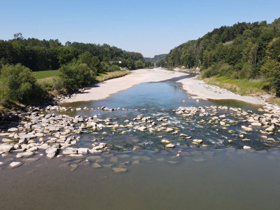 Bei der Thur – hier bei Felben – tritt an vielen Stellen das Flussbett hervor.