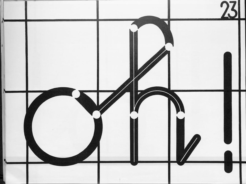 Eine Tafel mit den Buchstaben o und h.