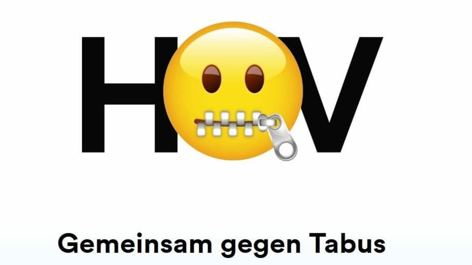 Emoticon und Schriftzug "Gemeinsam gegen Tabus"
