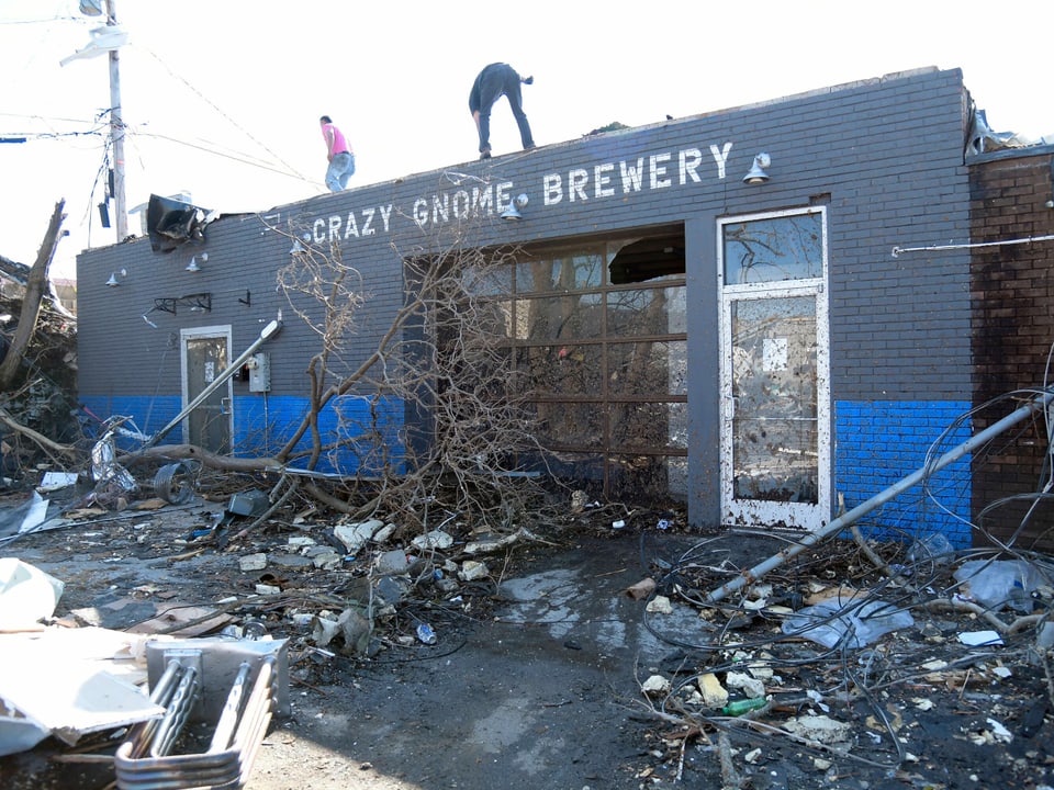 Beschädigtes Gebäude einer Brauerei