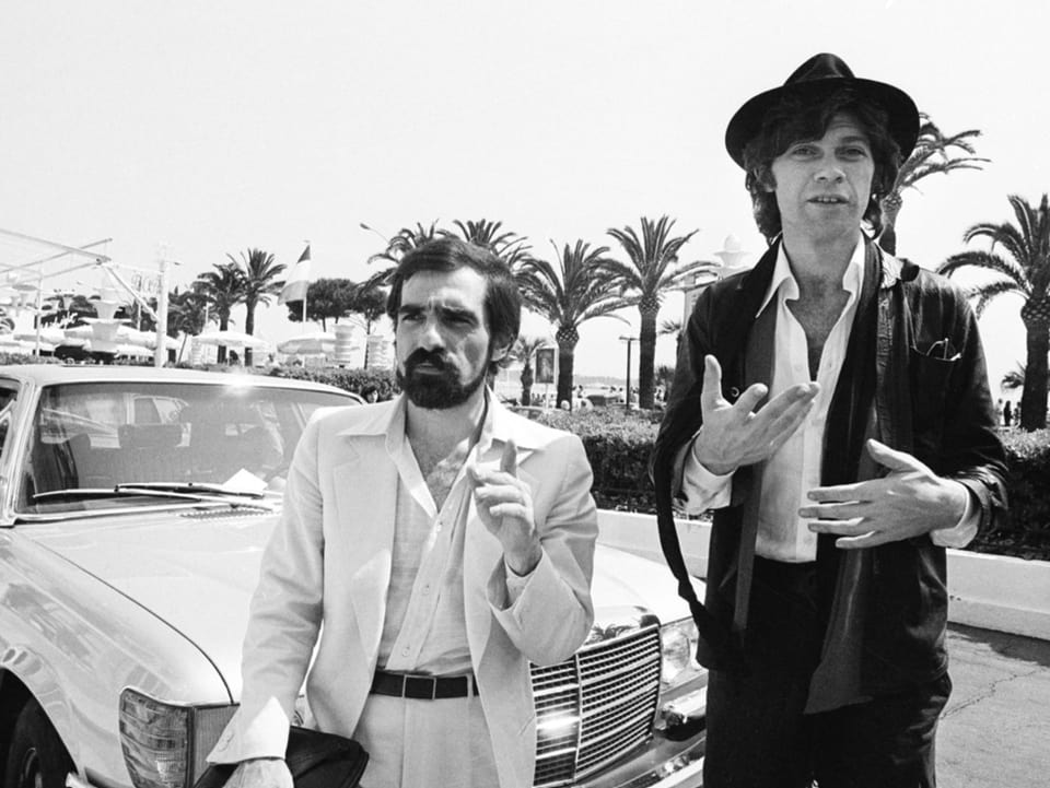 Robbie Robertson (rechts) zusammen mit dem Regisseur Martin Scorsese 1978 in Cannes.