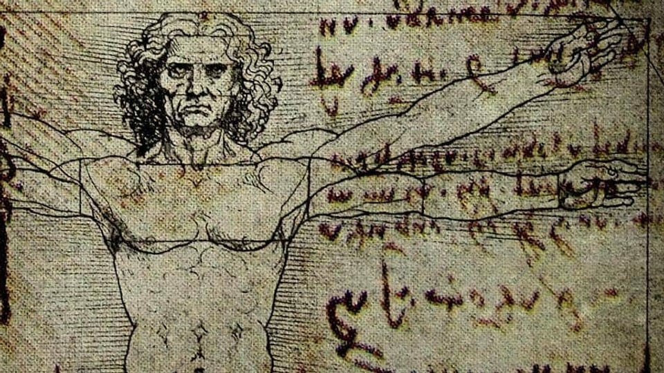 Zeichnung und Schriften von Leonardo da Vinci