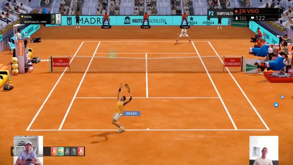 «Sandkönig» Rafael Nadal duelliert sich an der Konsole beim Mutua Madrid Open Virtual Pro mit Denis Shapovalov.