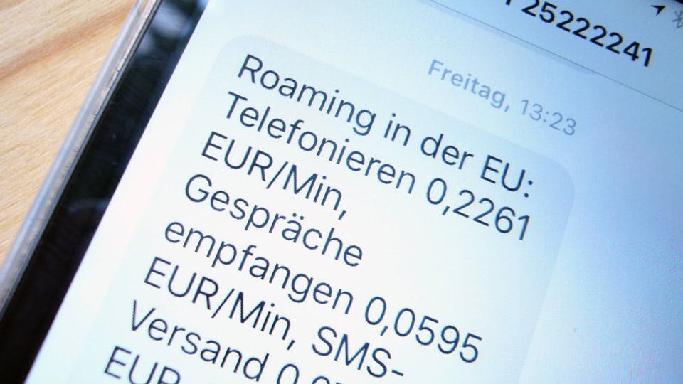 Ein Smartphone-Bildschirm zeigt Roaming-Gebühren.