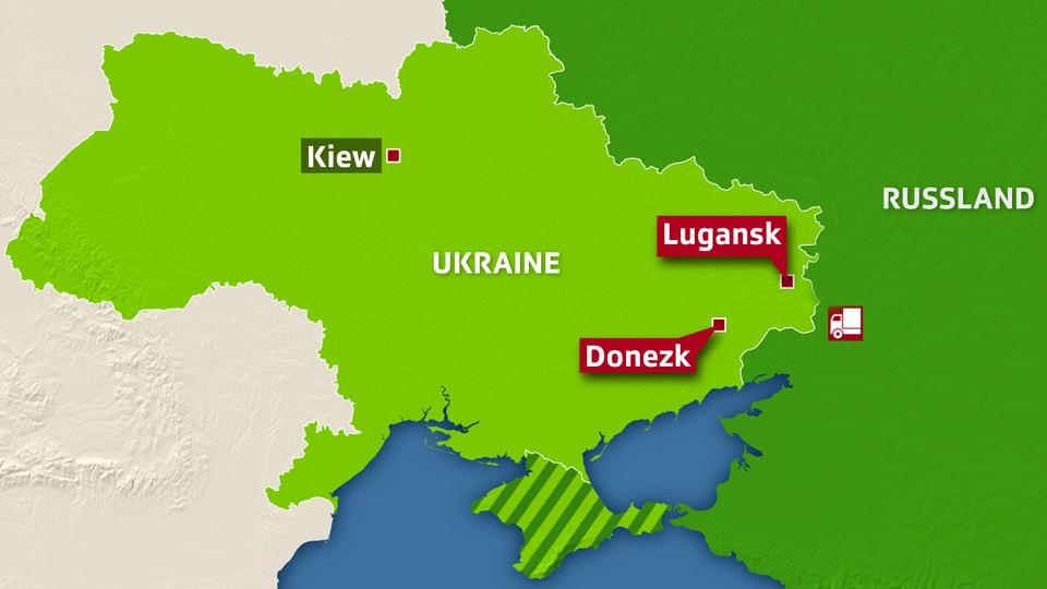 Karte Ukraine und Grenzregion zu Russland.